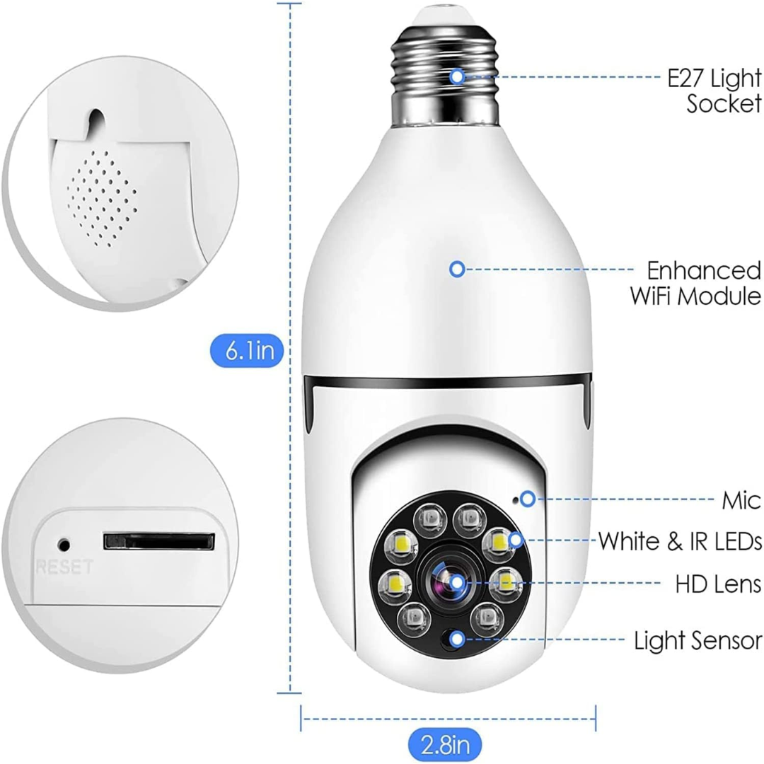 Bombilla Cámara de Seguridad WiFi 360°